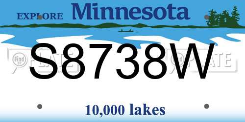 S8738W Minnesota License Plate