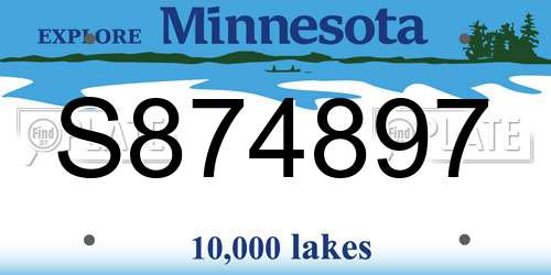 S874897 Minnesota License Plate