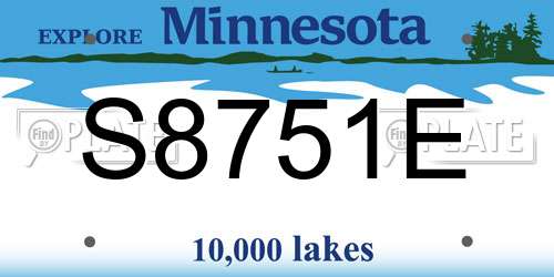 S8751E Minnesota License Plate