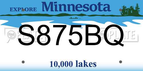 S875BQ Minnesota License Plate