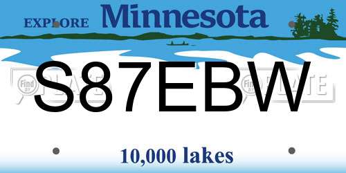 S87EBW Minnesota License Plate