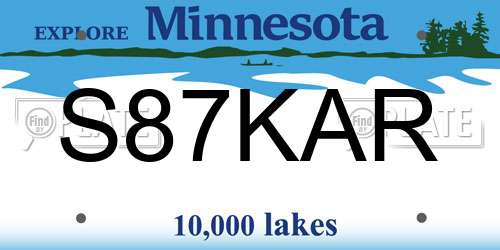 S87KAR Minnesota License Plate