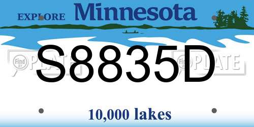 S8835D Minnesota License Plate