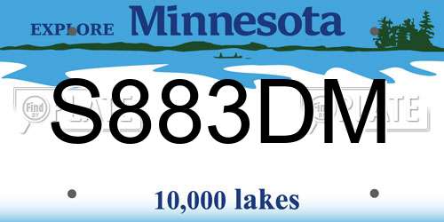 S883DM Minnesota License Plate
