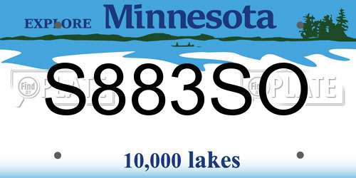 S883SO Minnesota License Plate