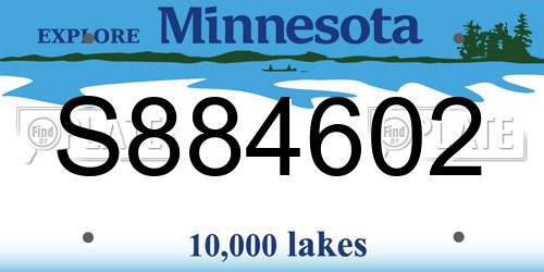 S884602 Minnesota License Plate