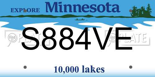 S884VE Minnesota License Plate