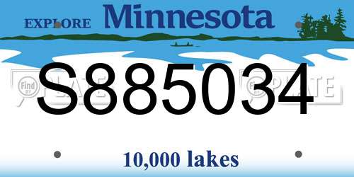 S885034 Minnesota License Plate