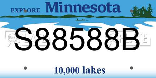 S88588B Minnesota License Plate