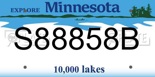 S88858B Minnesota License Plate