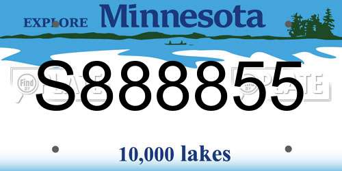 S888855 Minnesota License Plate