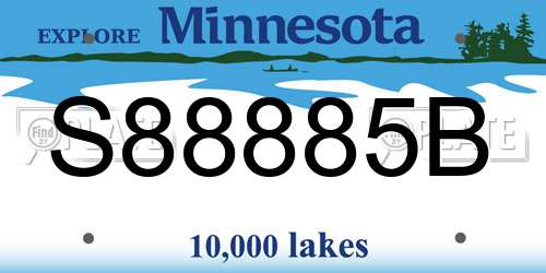 S88885B Minnesota License Plate