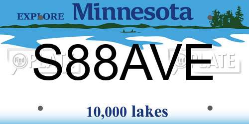 S88AVE Minnesota License Plate