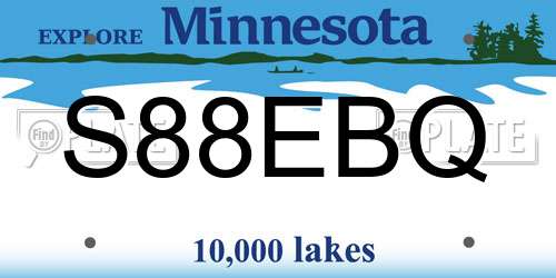 S88EBQ Minnesota License Plate