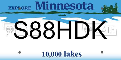 S88HDK Minnesota License Plate