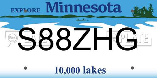 S88ZHG Minnesota License Plate