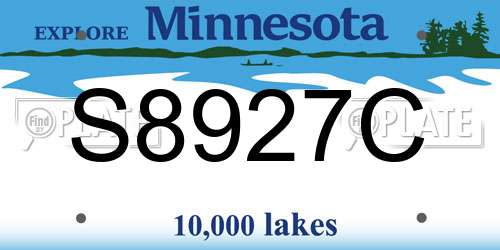 S8927C Minnesota License Plate