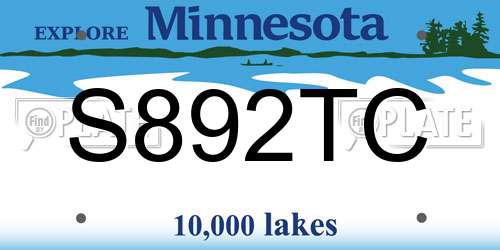 S892TC Minnesota License Plate