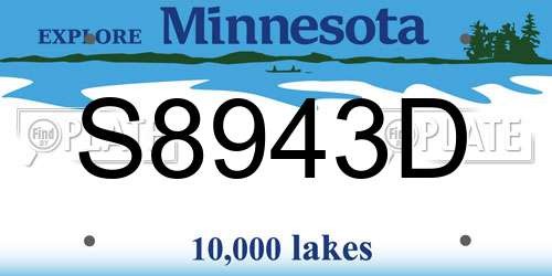 S8943D Minnesota License Plate