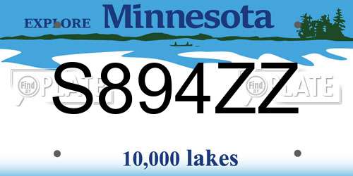 S894ZZ Minnesota License Plate