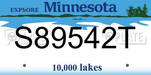 S89542T Minnesota License Plate