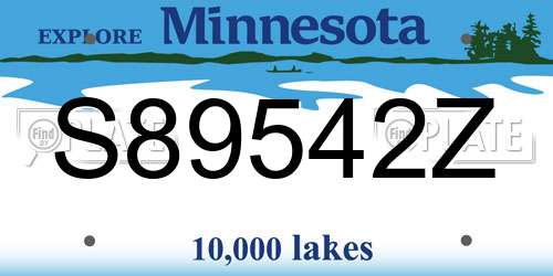 S89542Z Minnesota License Plate