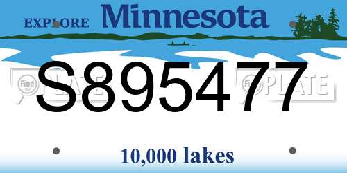 S895477 Minnesota License Plate