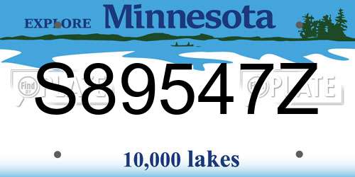 S89547Z Minnesota License Plate
