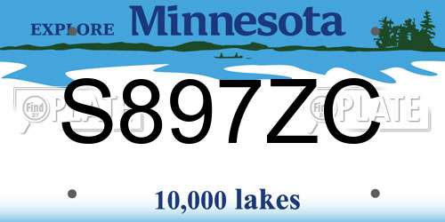 S897ZC Minnesota License Plate
