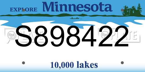 S898422 Minnesota License Plate