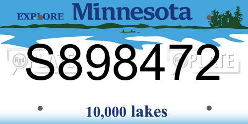 S898472 Minnesota License Plate