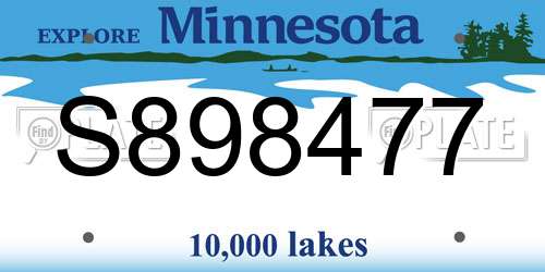 S898477 Minnesota License Plate