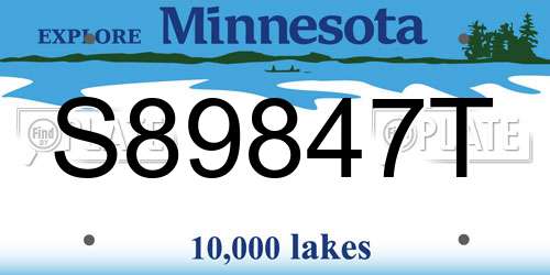 S89847T Minnesota License Plate