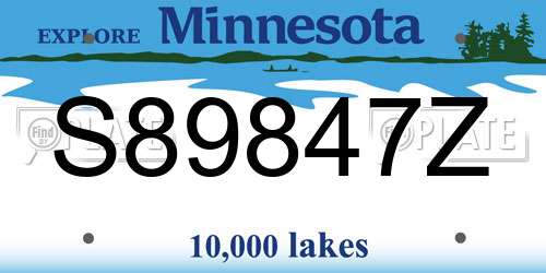 S89847Z Minnesota License Plate