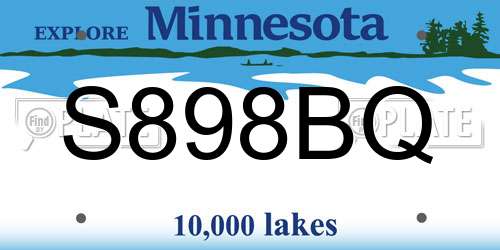 S898BQ Minnesota License Plate