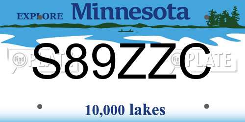 S89ZZC Minnesota License Plate