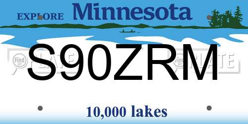 S90ZRM Minnesota License Plate