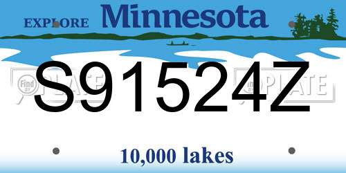 S91524Z Minnesota License Plate