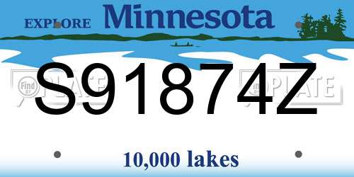 S91874Z Minnesota License Plate