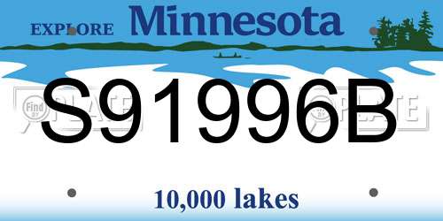 S91996B Minnesota License Plate