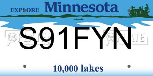 S91FYN Minnesota License Plate