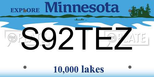 S92TEZ Minnesota License Plate