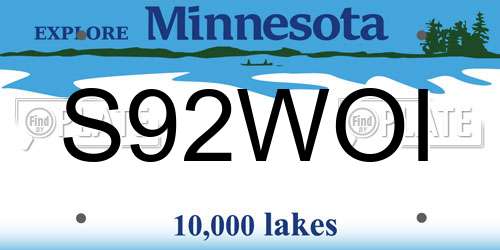 S92WOI Minnesota License Plate