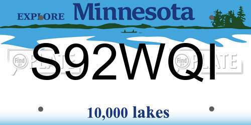 S92WQI Minnesota License Plate