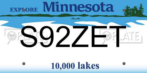 S92ZET Minnesota License Plate