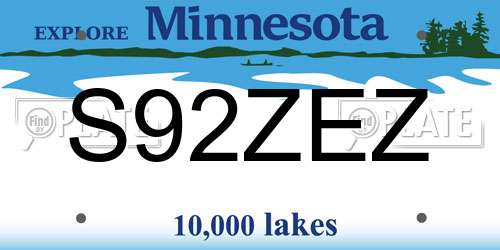 S92ZEZ Minnesota License Plate