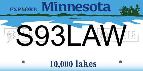 S93LAW Minnesota License Plate