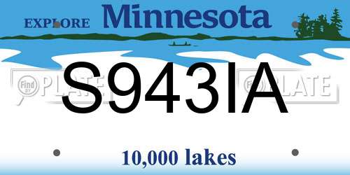S943IA Minnesota License Plate