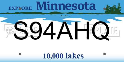 S94AHQ Minnesota License Plate