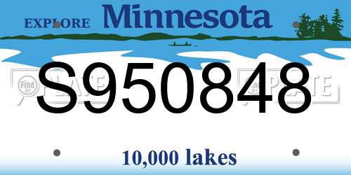 S950848 Minnesota License Plate